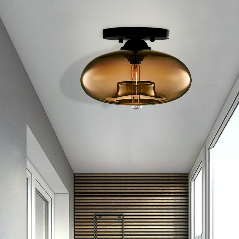 Modernist Glass Flush Ceiling Light Fixture - Oblong Shape 1 Sky Blue/Amber/Smoke Gray/Coffee 11