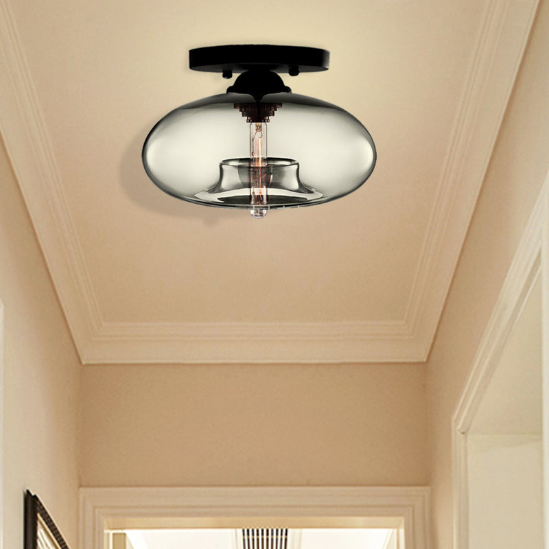 Modernist Glass Flush Ceiling Light Fixture - Oblong Shape 1 Sky Blue/Amber/Smoke Gray/Coffee 11