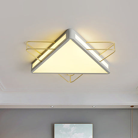 Nordic Metal Black/Grey Flush Mount Light With Acrylic Diffuser Star/Triangle Design Grey / 22.5