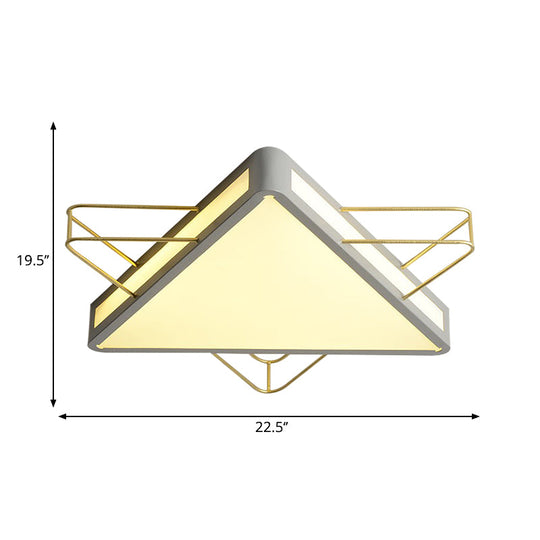 Nordic Metal Black/Grey Flush Mount Light With Acrylic Diffuser Star/Triangle Design