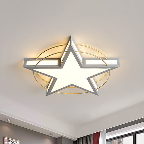 Nordic Metal Black/Grey Flush Mount Light With Acrylic Diffuser Star/Triangle Design Grey / 20.5