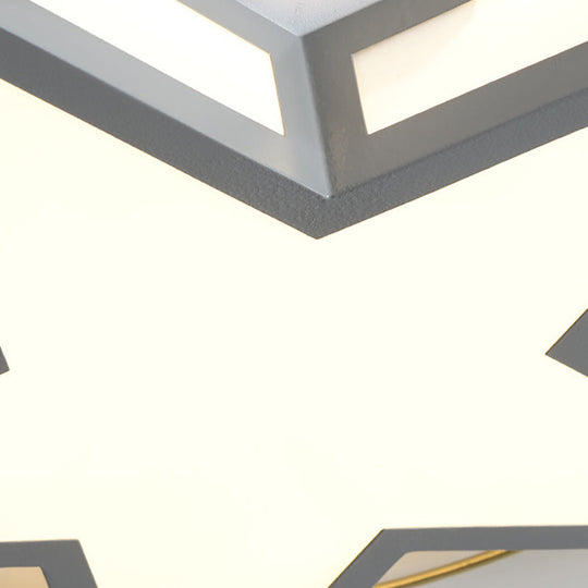 Nordic Metal Black/Grey Flush Mount Light With Acrylic Diffuser Star/Triangle Design