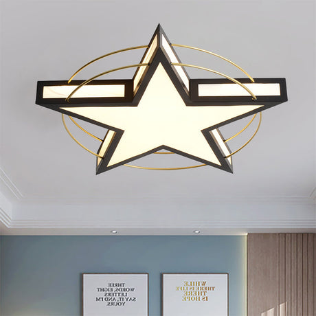 Nordic Metal Black/Grey Flush Mount Light With Acrylic Diffuser Star/Triangle Design