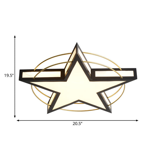 Nordic Metal Black/Grey Flush Mount Light With Acrylic Diffuser – Star/Triangle Design