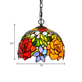 Red Victorian Floral Chandelier - Kitchen Pendant Light Fixture (1/2/3 Lights) Cut Glass 10/12/16