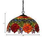 Red Victorian Floral Chandelier - Kitchen Pendant Light Fixture (1/2/3 Lights) Cut Glass 10/12/16