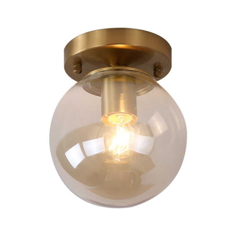 Minimalist Blue/Tan Spherical Glass Flushmount Ceiling Light For Balcony