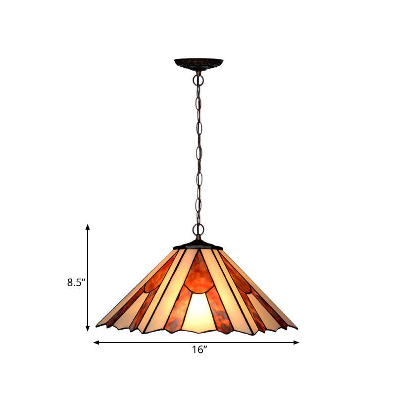 Baroque Conical Glass Hanging Chandelier - White/Yellow/Orange 2 Lights Bronze Suspension Pendant