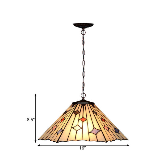Baroque Conical Glass Hanging Chandelier - White/Yellow/Orange 2 Lights Bronze Suspension Pendant