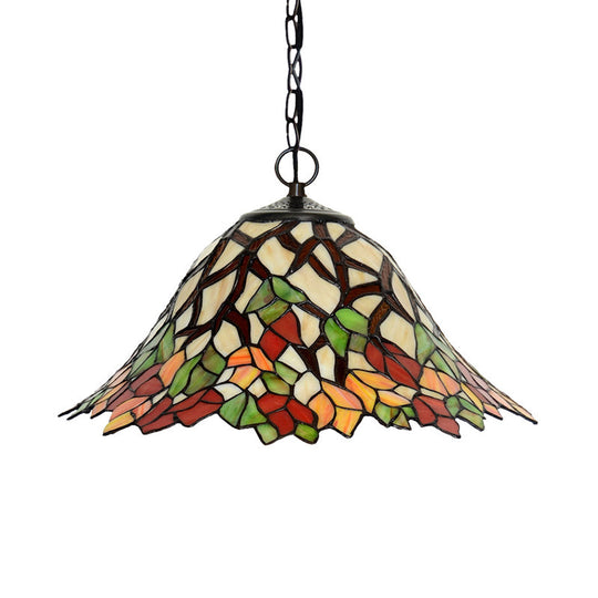 Victorian Bell Chandelier - Red Cut Glass Hanging Lamp Kit For Bedroom (2 Lights)