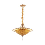 White Cut Glass Led Bowl Chandelier With Crystal Droplet - Mediterranean Suspension Pendant / D