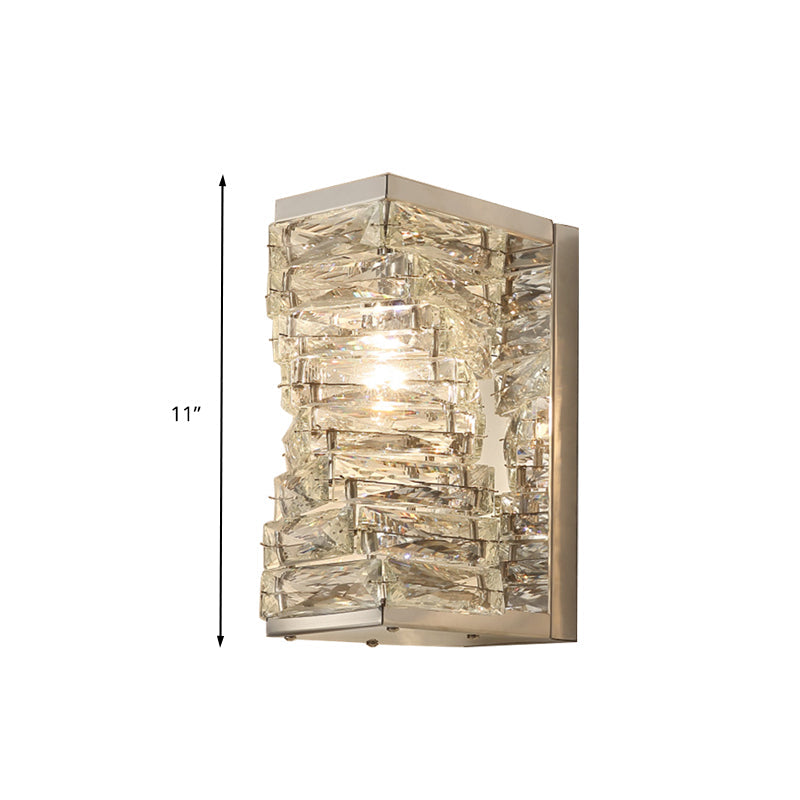 Modern Geometric Clear Crystal Led Wall Sconce - 1 Bulb Living Room Lighting Fixture