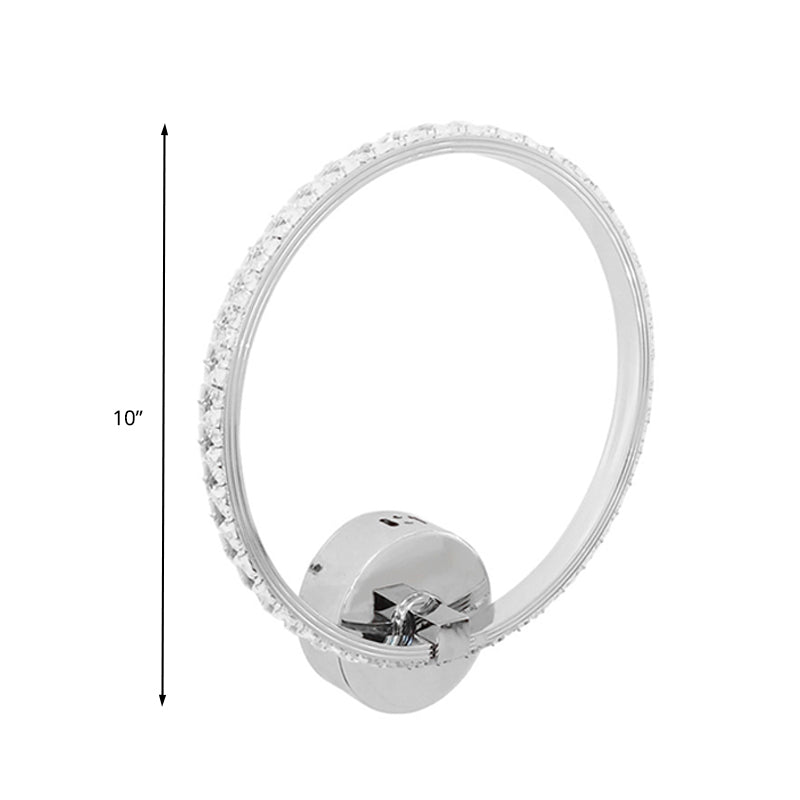 Translucent Crystal Sconce Light - Modern Led Wall Lighting Fixture | Chrome Finish 6/8/10 H