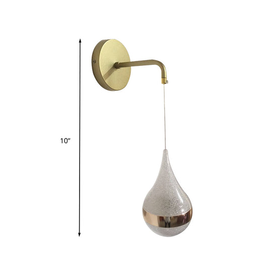 Contemporary Led Crystal Wall Sconce Light: Gold Teardrop Fixture Warm/White/3 Color Lighting