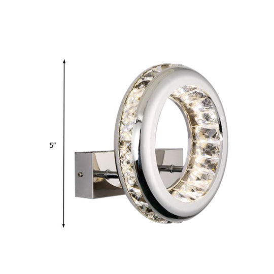 Modern Led Wall Sconce Light Fixture With Stainless Steel Shade - Nickel Circle Mount Warm/White