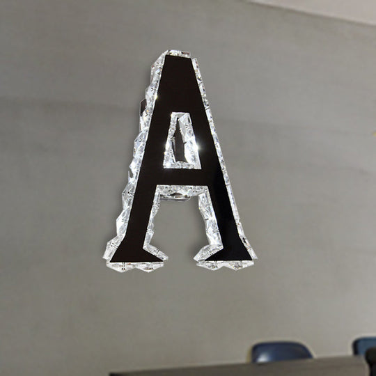 Led Modern Black Wall Lamp With A-Shaped Crystal Shade And Adjustable Light Temperature