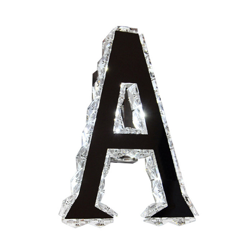 Led Modern Black Wall Lamp With A-Shaped Crystal Shade And Adjustable Light Temperature