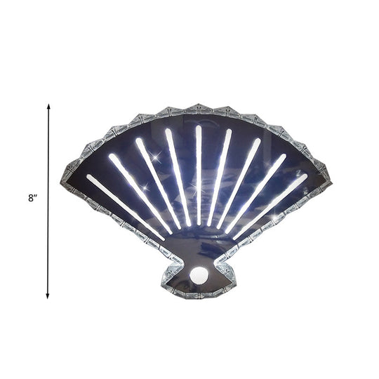 Minimal Led Crystal Wall Lamp - Black Fan Design With Adjustable Warm/White Lighting