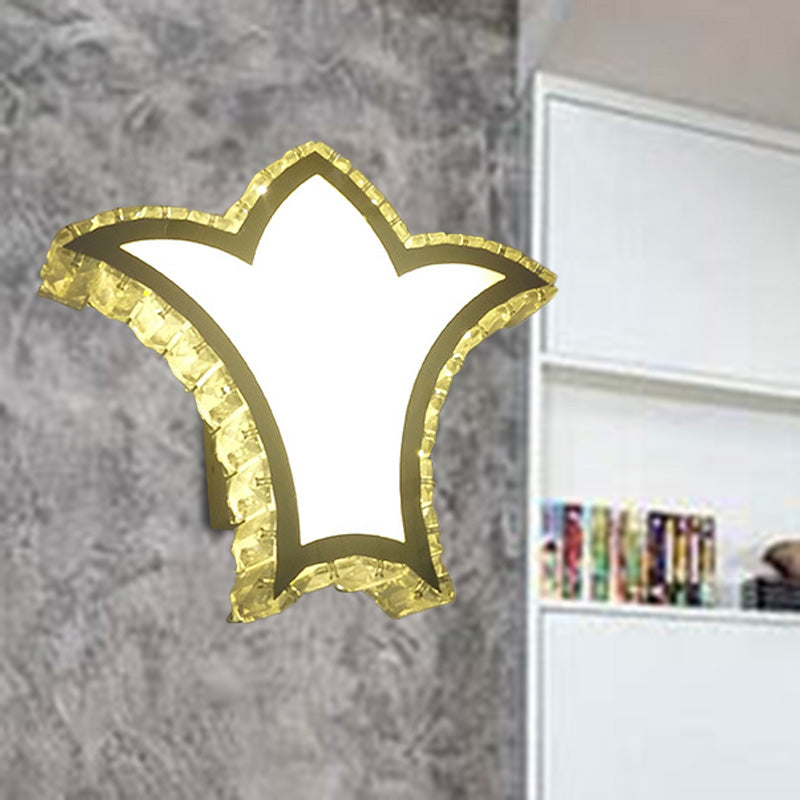 Modernist Crown Wall Light With Clear K9 Crystal And Led In White/Warm/2 Color White /