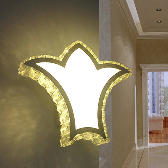 Modernist Crown Wall Light With Clear K9 Crystal And Led In White/Warm/2 Color