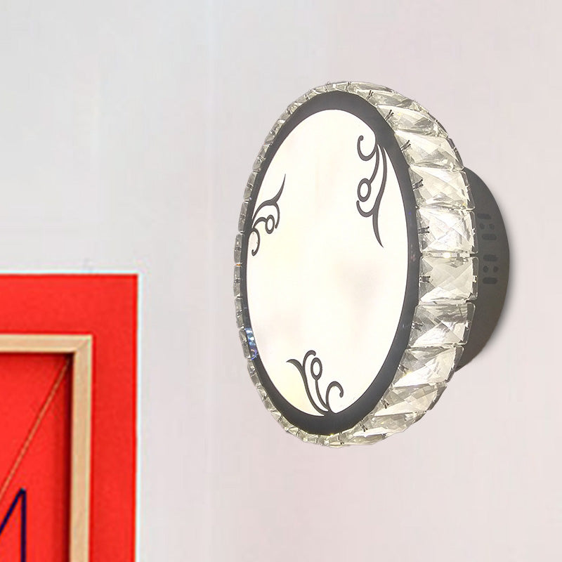 Contemporary Led Circular Wall Light - Clear Crystal Design Warm Or White Option Mounted Lighting /
