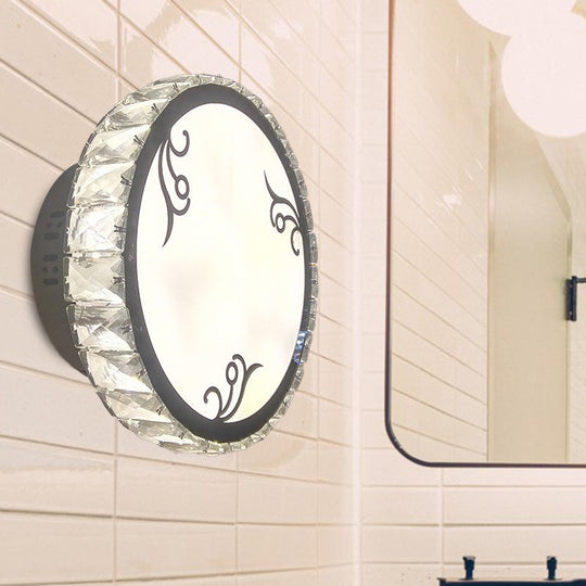 Contemporary Led Circular Wall Light - Clear Crystal Design Warm Or White Option Mounted Lighting