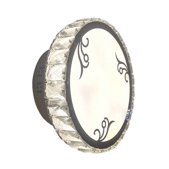 Contemporary Led Circular Wall Light - Clear Crystal Design Warm Or White Option Mounted Lighting
