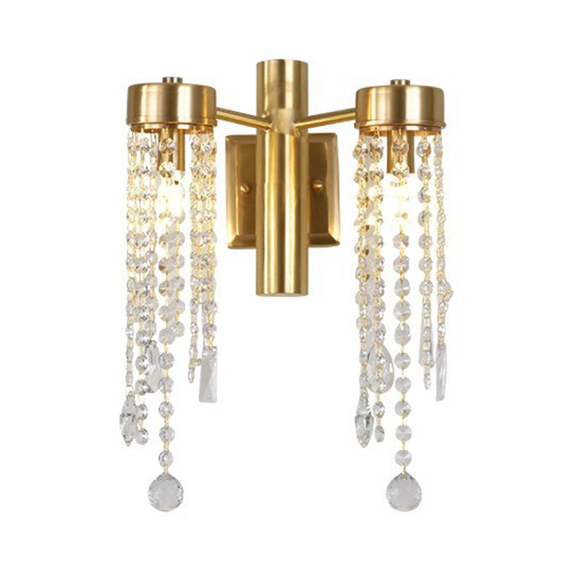 Vintage Crystal Wall Sconce With Led Lights - Cascade Bedroom Lighting Fixture