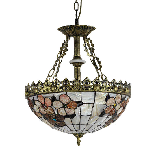 White/Blue 3-Light Tiffany Glass Pendant Chandelier For Bedroom – 12’/16’ Width