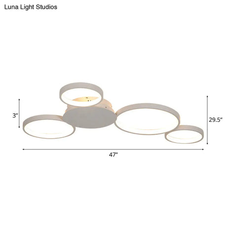 33.5’ - 47’ Wide White/Brown Ring Light Led Ceiling Flush Mount Lamp In Warm/White/Natural