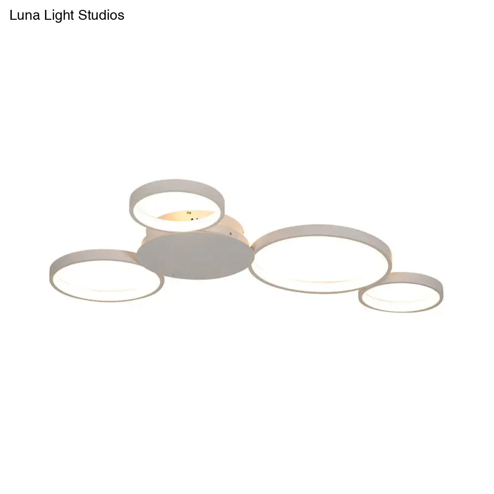 33.5’ - 47’ Wide White/Brown Ring Light Led Ceiling Flush Mount Lamp In Warm/White/Natural