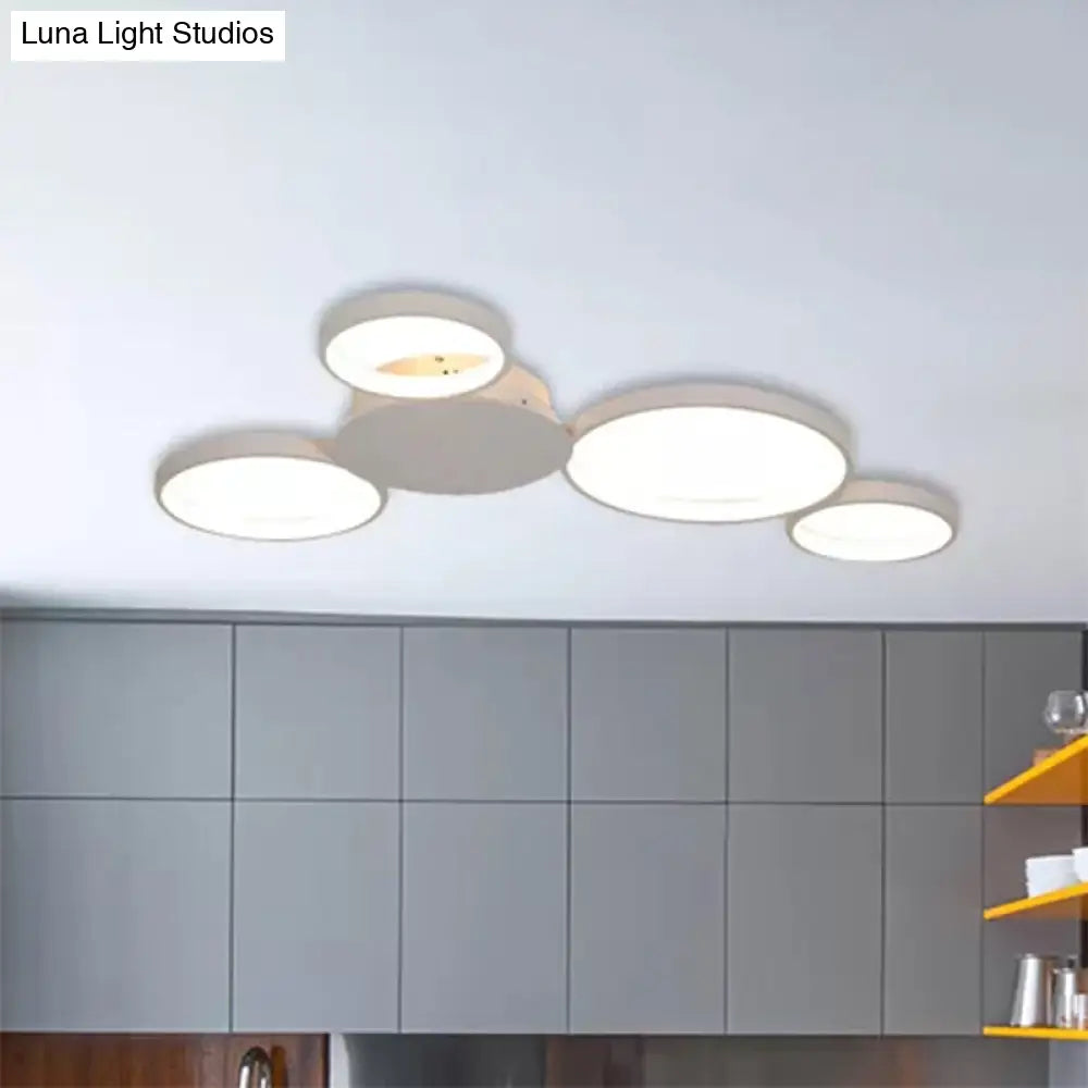 33.5 - 47 Wide White/Brown Ring Light Led Ceiling Flush Mount Lamp In Warm/White/Natural White /