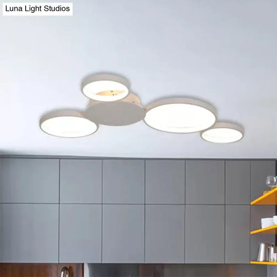 33.5 - 47 Wide White/Brown Ring Light Led Ceiling Flush Mount Lamp In Warm/White/Natural White /