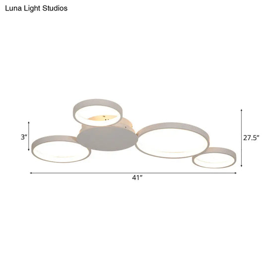 33.5’ - 47’ Wide White/Brown Ring Light Led Ceiling Flush Mount Lamp In Warm/White/Natural