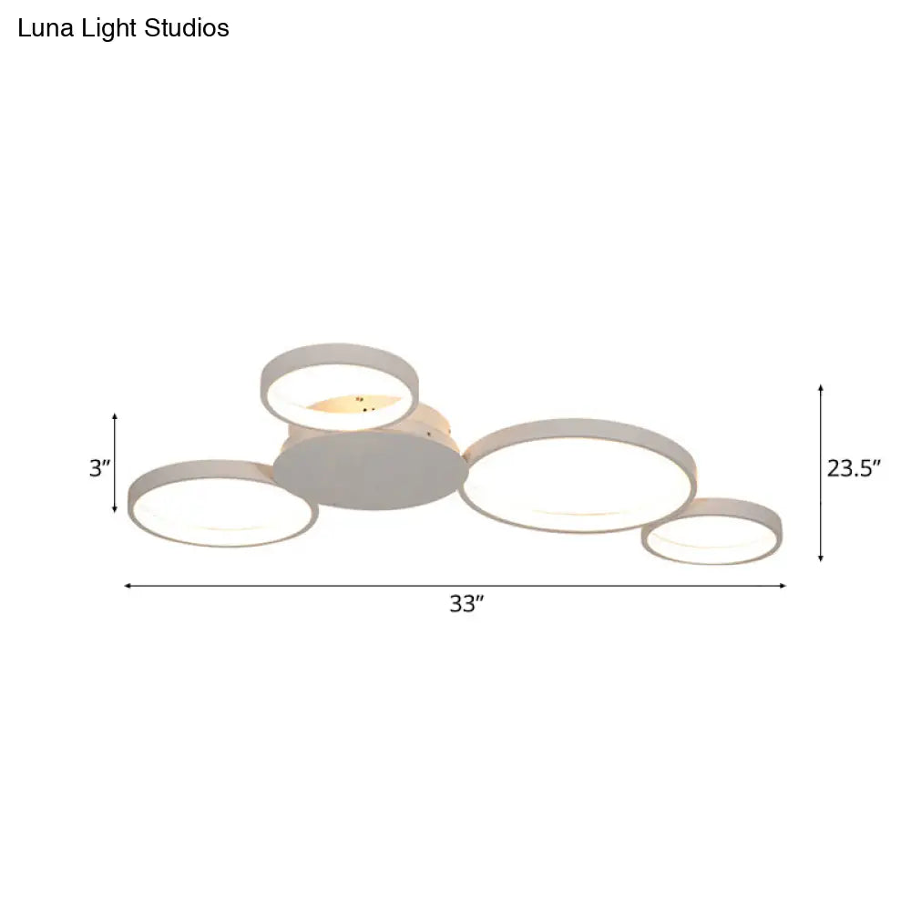 33.5’ - 47’ Wide White/Brown Ring Light Led Ceiling Flush Mount Lamp In Warm/White/Natural
