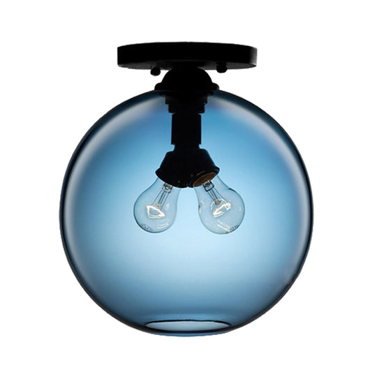 Modern 2 - Head Flushmount Ceiling Lamp With Colorful Glass Shades - Global Mounted Light’ Or