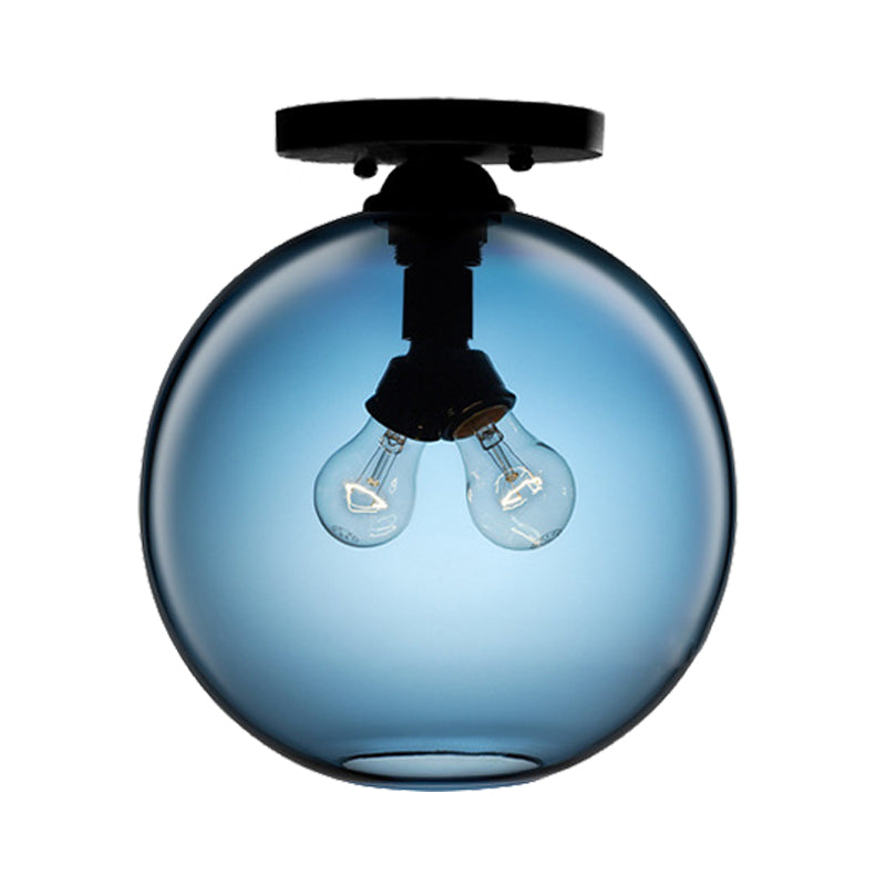 Modern 2-Head Flushmount Ceiling Lamp With Colorful Glass Shades - Global Mounted Light

Or

Global