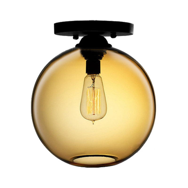 Contemporary Glass Orbit Ceiling Light Fixture - Red/Sky Blue/Amber/Dark Smoke/Coffee 1 Head Indoor