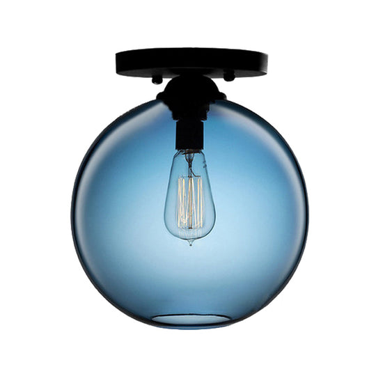 Contemporary Glass Orbit Ceiling Light Fixture - Red/Sky Blue/Amber/Dark Smoke/Coffee 1 Head Indoor