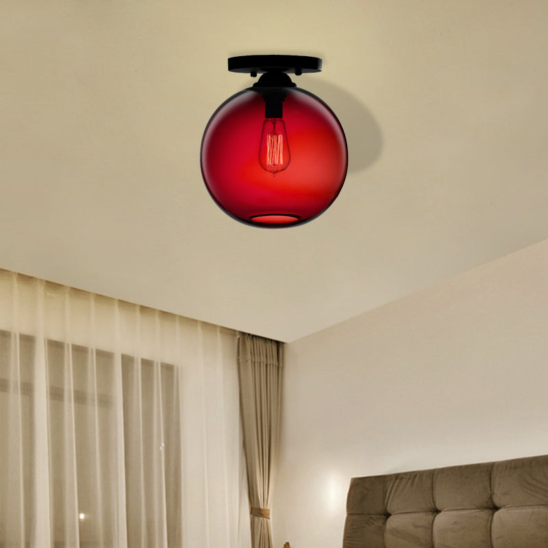 Contemporary Glass Orbit Ceiling Light Fixture - Red/Sky Blue/Amber/Dark Smoke/Coffee 1 Head Indoor