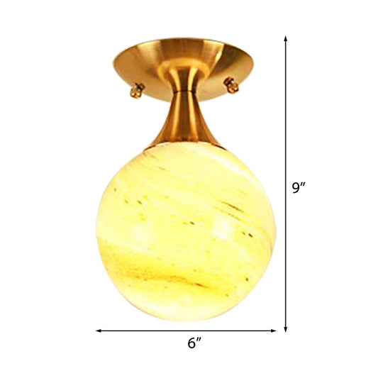 White - Yellow/Gray - Blue/Smoke Gray Glass Orb Shade Semi Mount Lighting - Nordic Style 1 Bulb