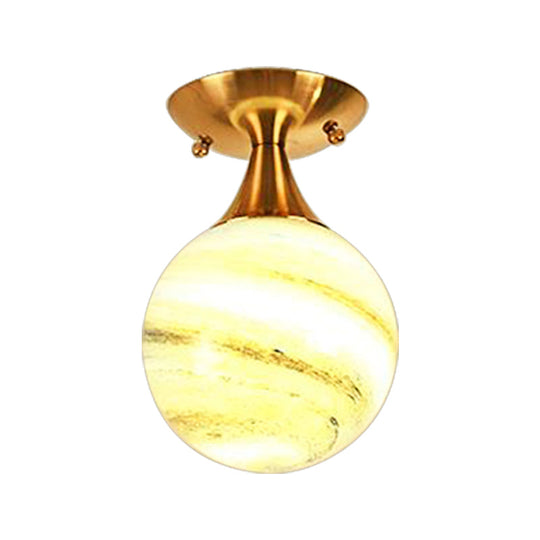 White - Yellow/Gray - Blue/Smoke Gray Glass Orb Shade Semi Mount Lighting - Nordic Style 1 Bulb