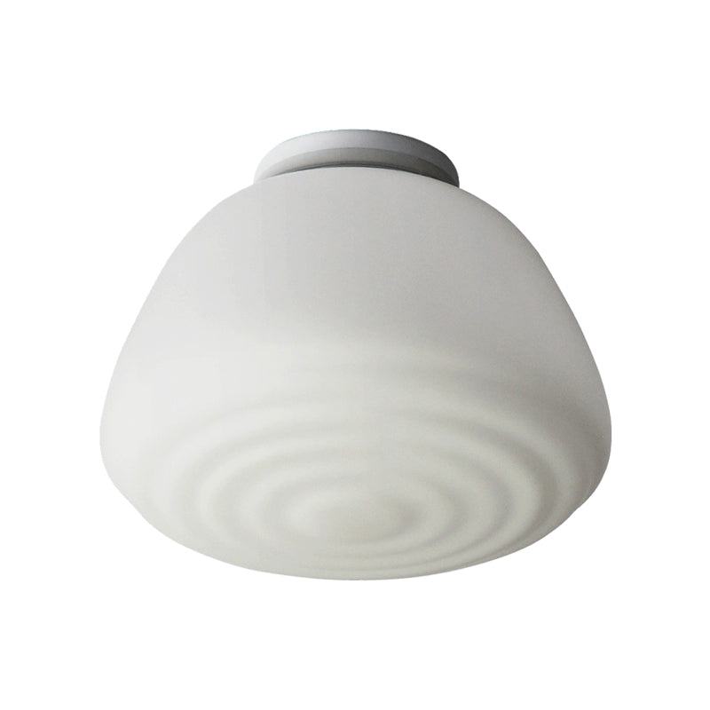 Minimalist 1 Head Flush Mount Lantern Light With Opal Glass Shade For Kitchen - 6/8 W Cone Lighting