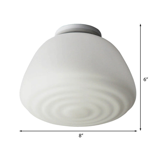 Minimalist 1 Head Flush Mount Lantern Light With Opal Glass Shade For Kitchen - 6’/8’ W Cone