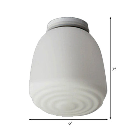 Minimalist 1 Head Flush Mount Lantern Light With Opal Glass Shade For Kitchen - 6/8 W Cone Lighting
