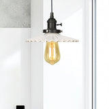 Scalloped Edge Hanging Light Fixture - Ceramic Pendant Ceiling For Industrial Dining Rooms (1 Bulb)