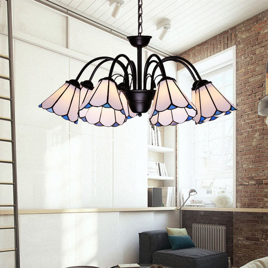 Baroque Black Cut Glass Conical Chandelier Ceiling Pendant Light - 6/8 Lights For Living Room 8 /