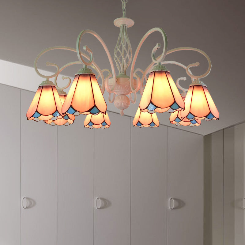 Stylish Arched Chandelier With Tiffany Glass Shades - 5/6/8 Lights For Bedroom Pendant Lighting 8 /