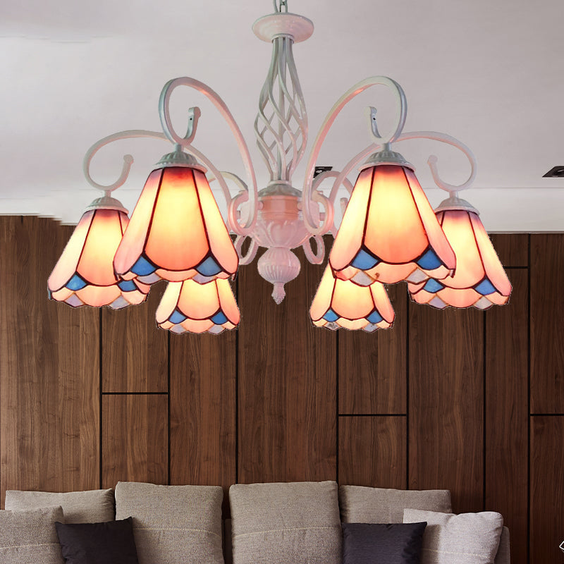 Stylish Arched Chandelier With Tiffany Glass Shades - 5/6/8 Lights For Bedroom Pendant Lighting 6 /