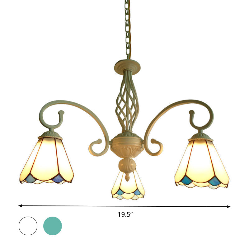 Stylish Arched Chandelier With Tiffany Glass Shades - 5/6/8 Lights For Bedroom Pendant Lighting